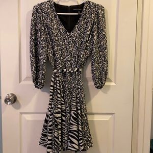 Black and white zip up dress with belt